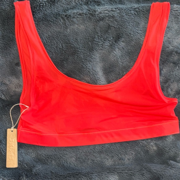 SKIMS Poppy Red Jelly Sheer Scoop-Neck Stretch-Woven Bra NWT size small - Picture 3 of 16